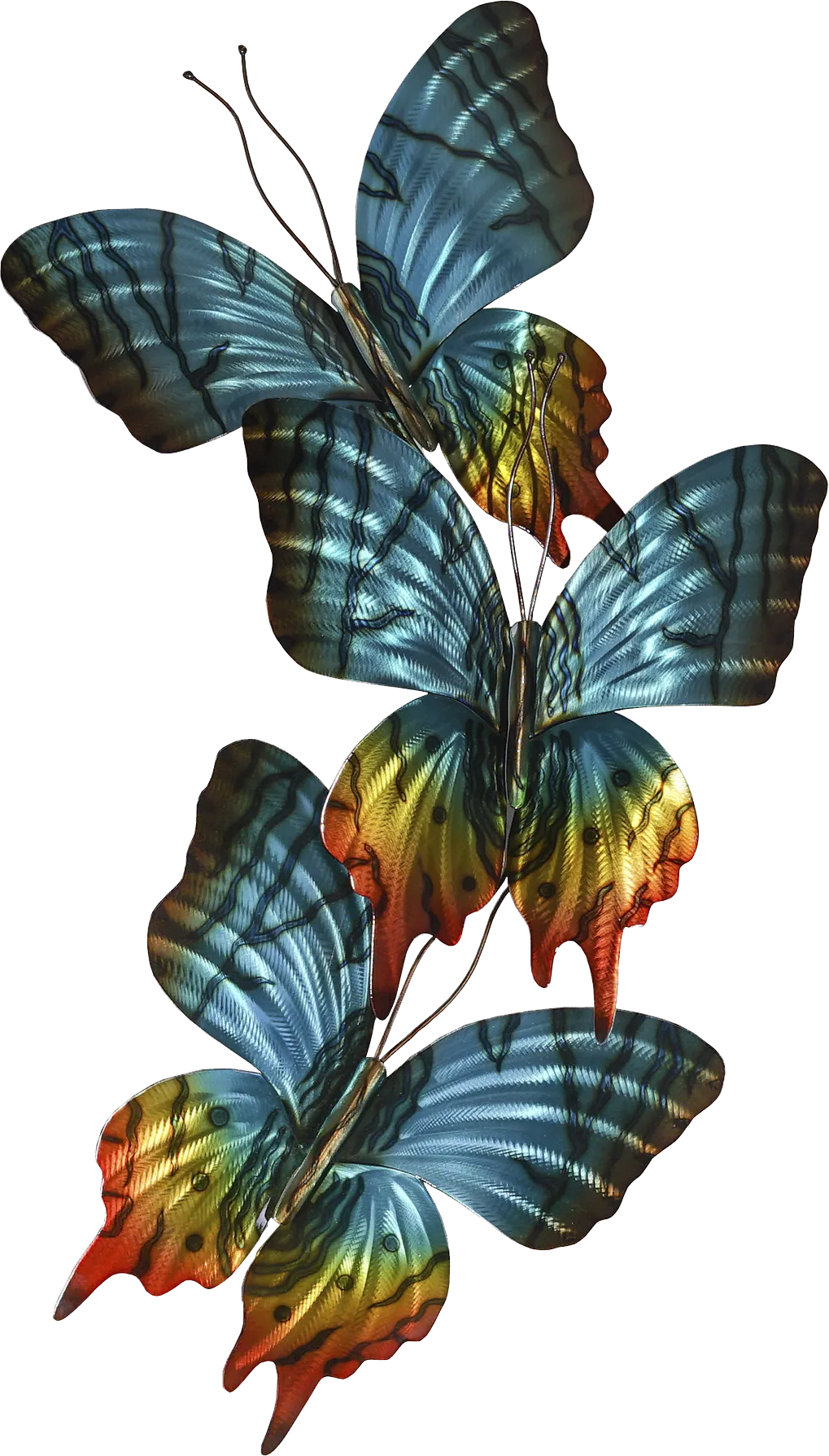 Sunset Moth Trio Teal Outdoor Artwork - Image 1
