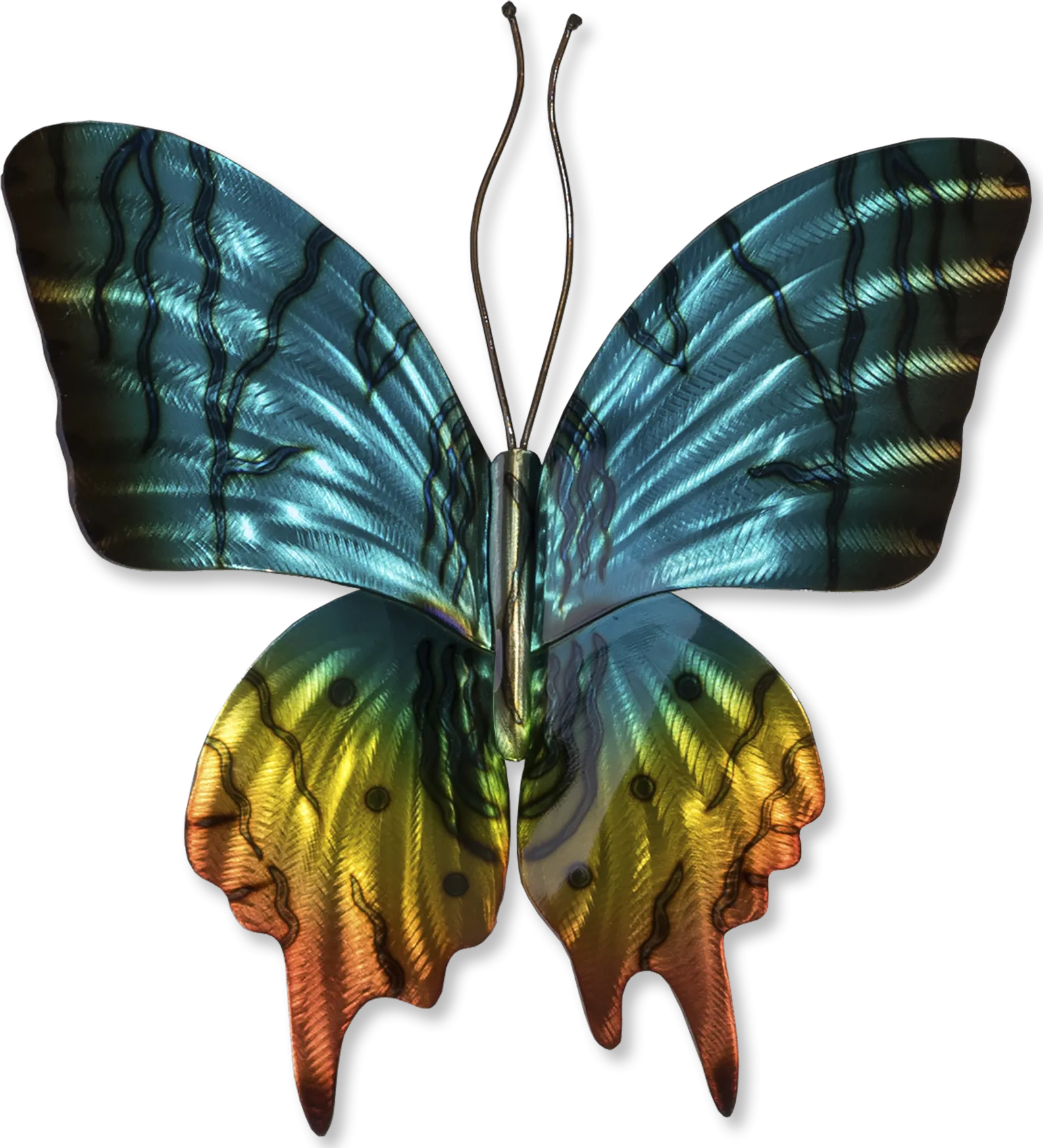 Sunset Moth Teal Outdoor Artwork - Image 1