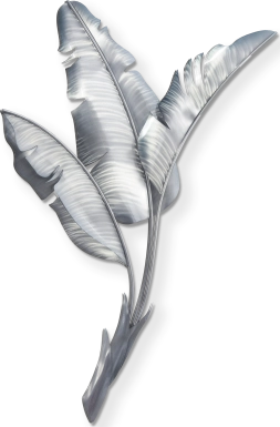 Banana Leaves III Silver Outdoor Artwork