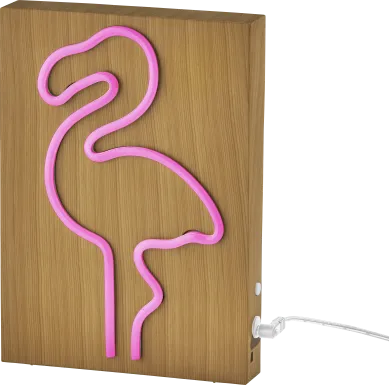 Kids Neon Flamingo Natural Table Lamp