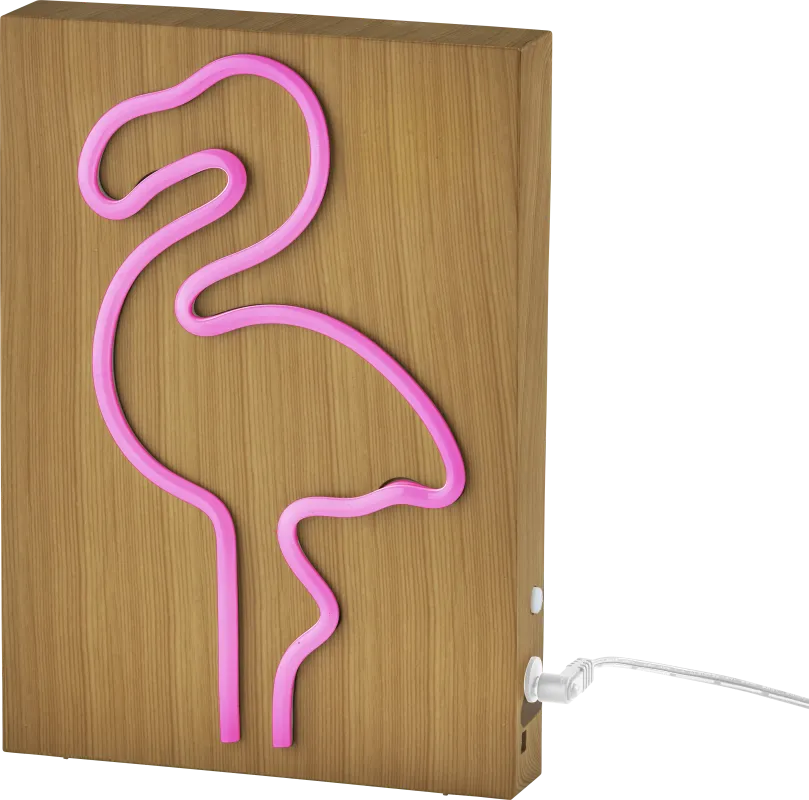 Kids Neon Flamingo Natural Table Lamp