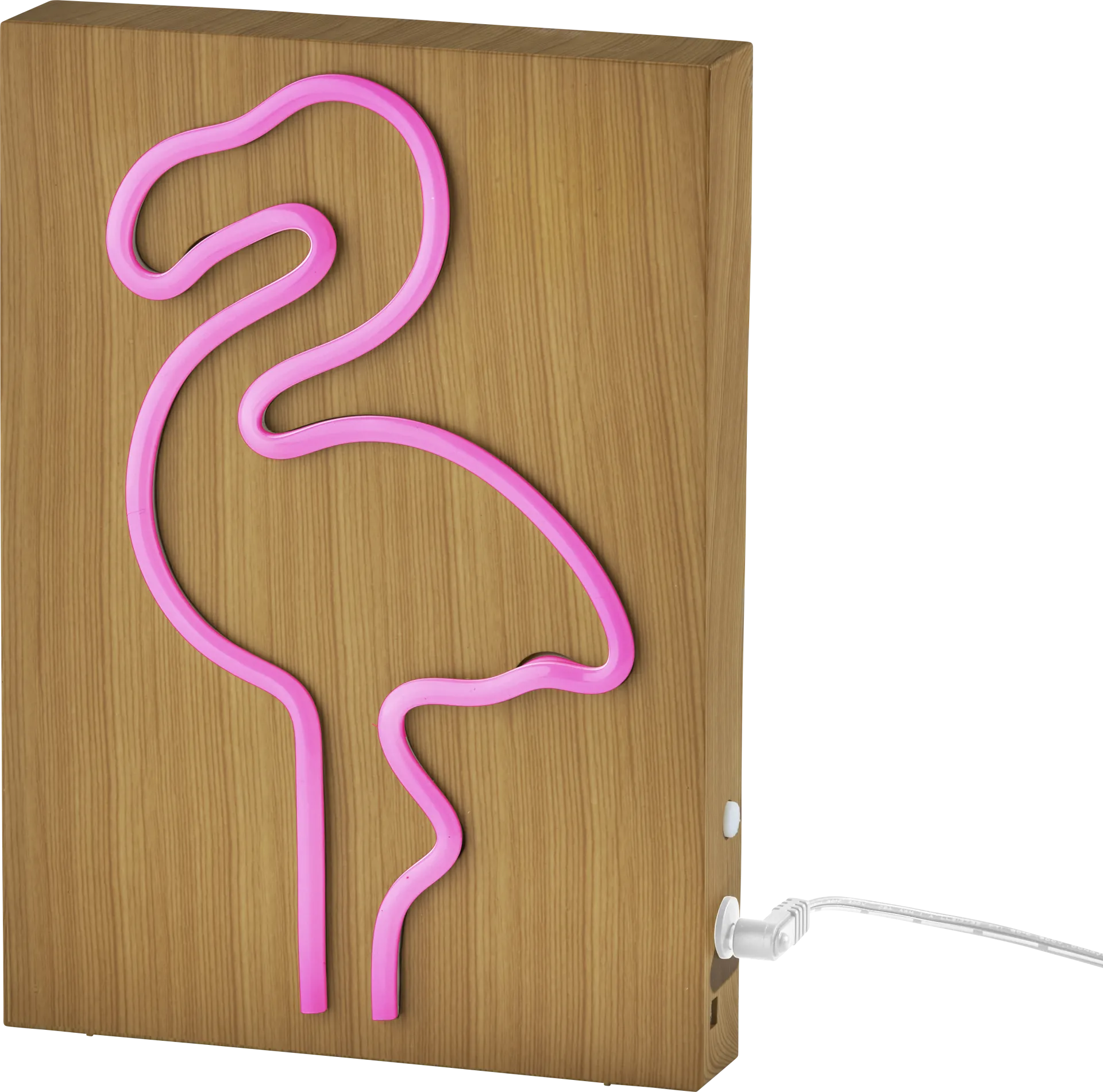 Kids Neon Flamingo Natural Table Lamp - Image 1