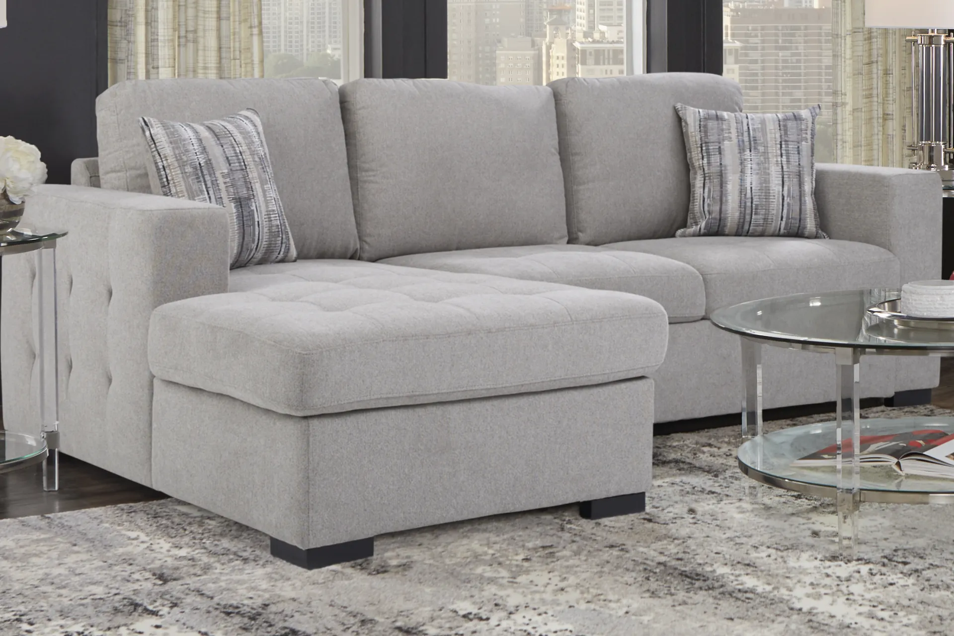 Angelino Heights Gray 2 Pc Sleeper Sectional - Image 1