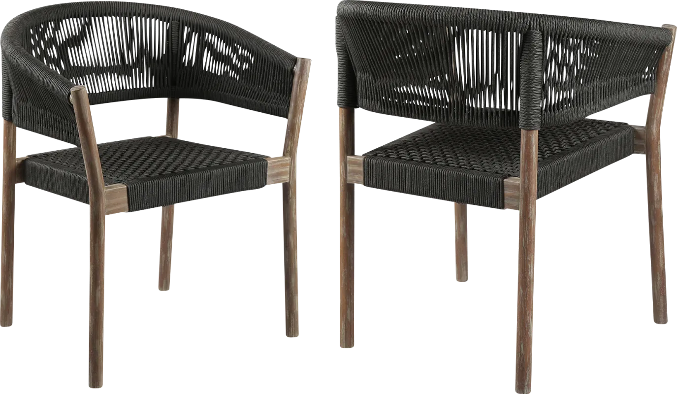 Arlajen Charcoal Outdoor Arm Chair, Set of 2