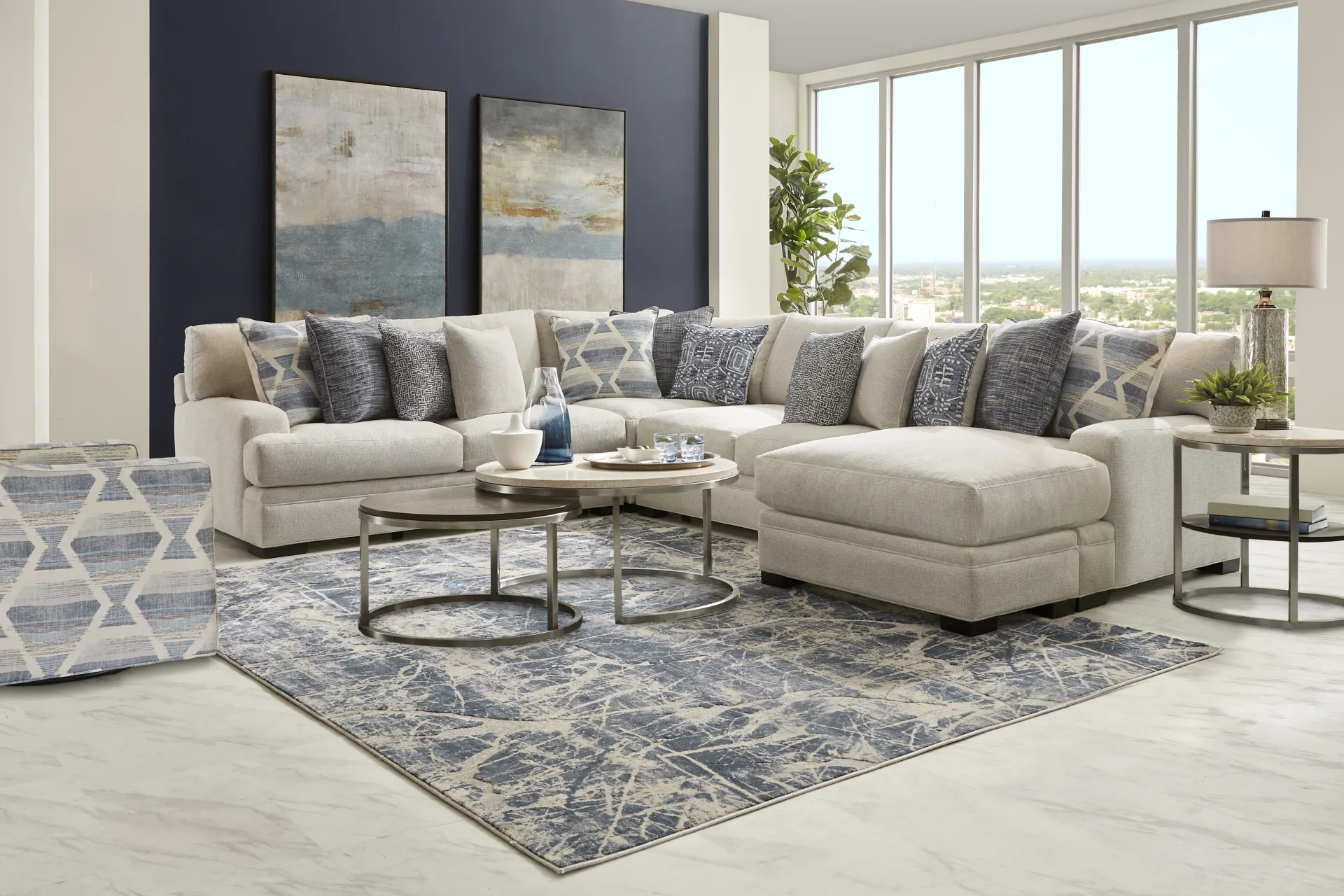 Bedford Park Ivory 3 Pc Sectional with Chaise - Image 1