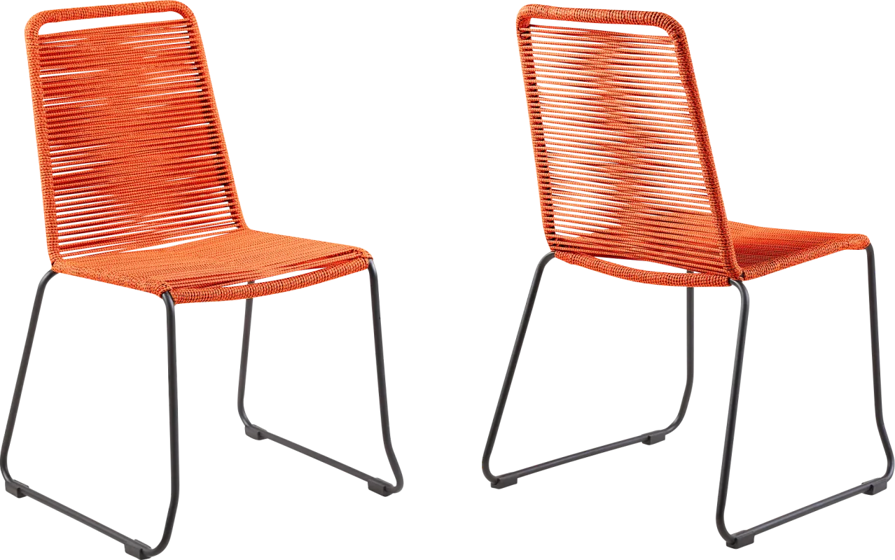 Avele Ann Orange Outdoor Side Chair, Set of 2