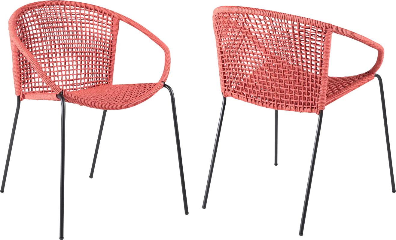 Terela Red Outdoor Arm Chair, Set of 2