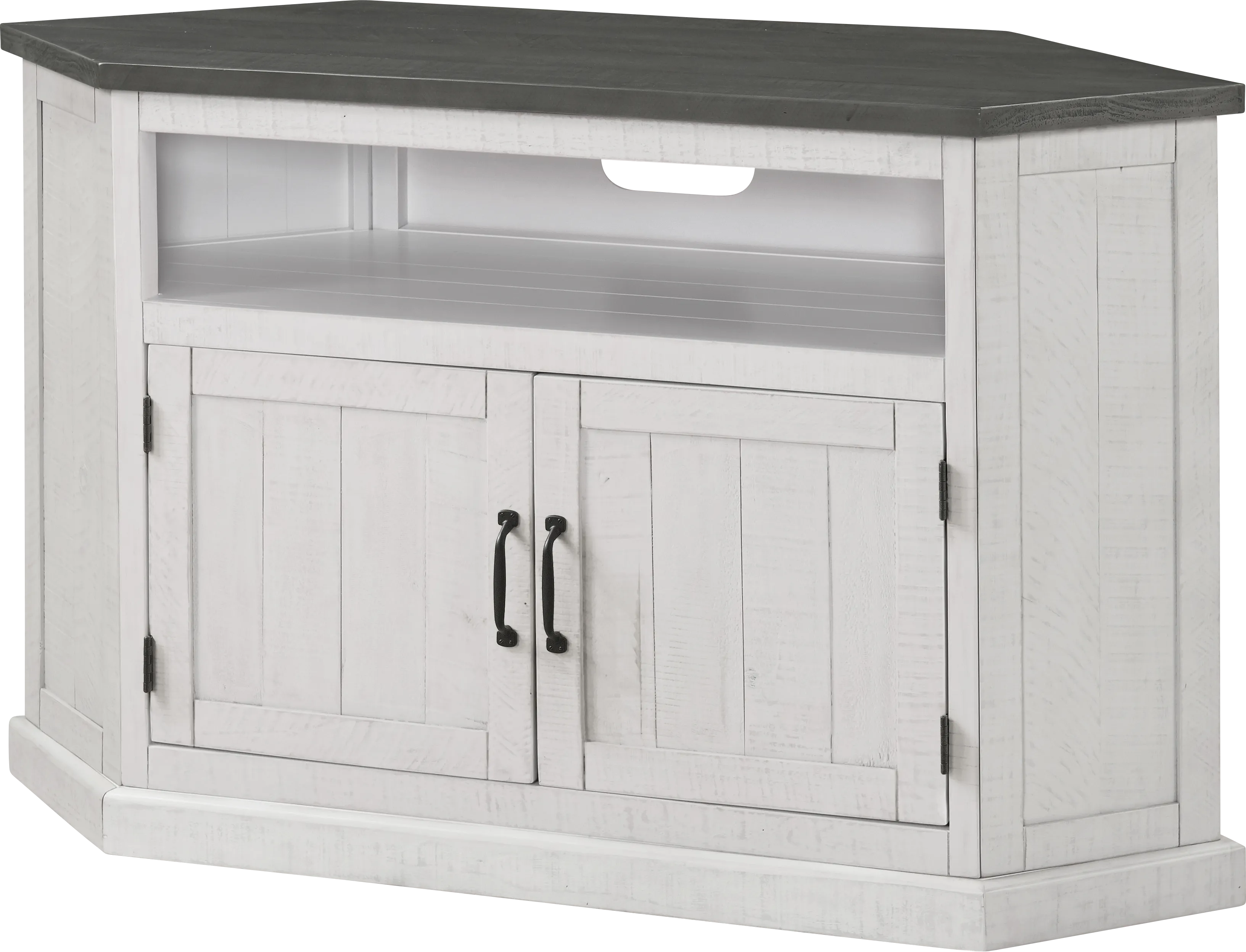 Rustic Path White 49.5in. Corner Console - Thumbnail - Image 1