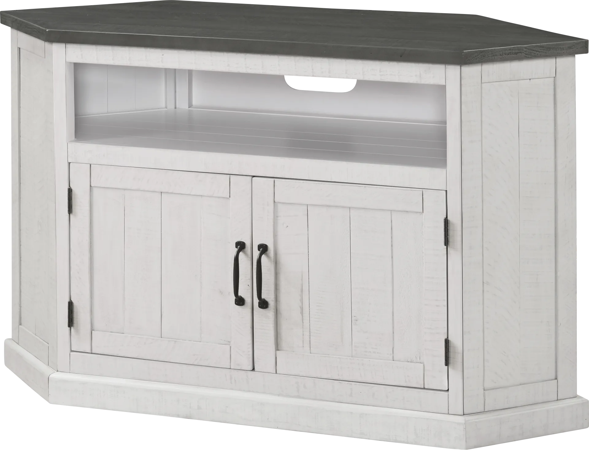 Rustic Path White 49.5in. Corner Console - Image 1
