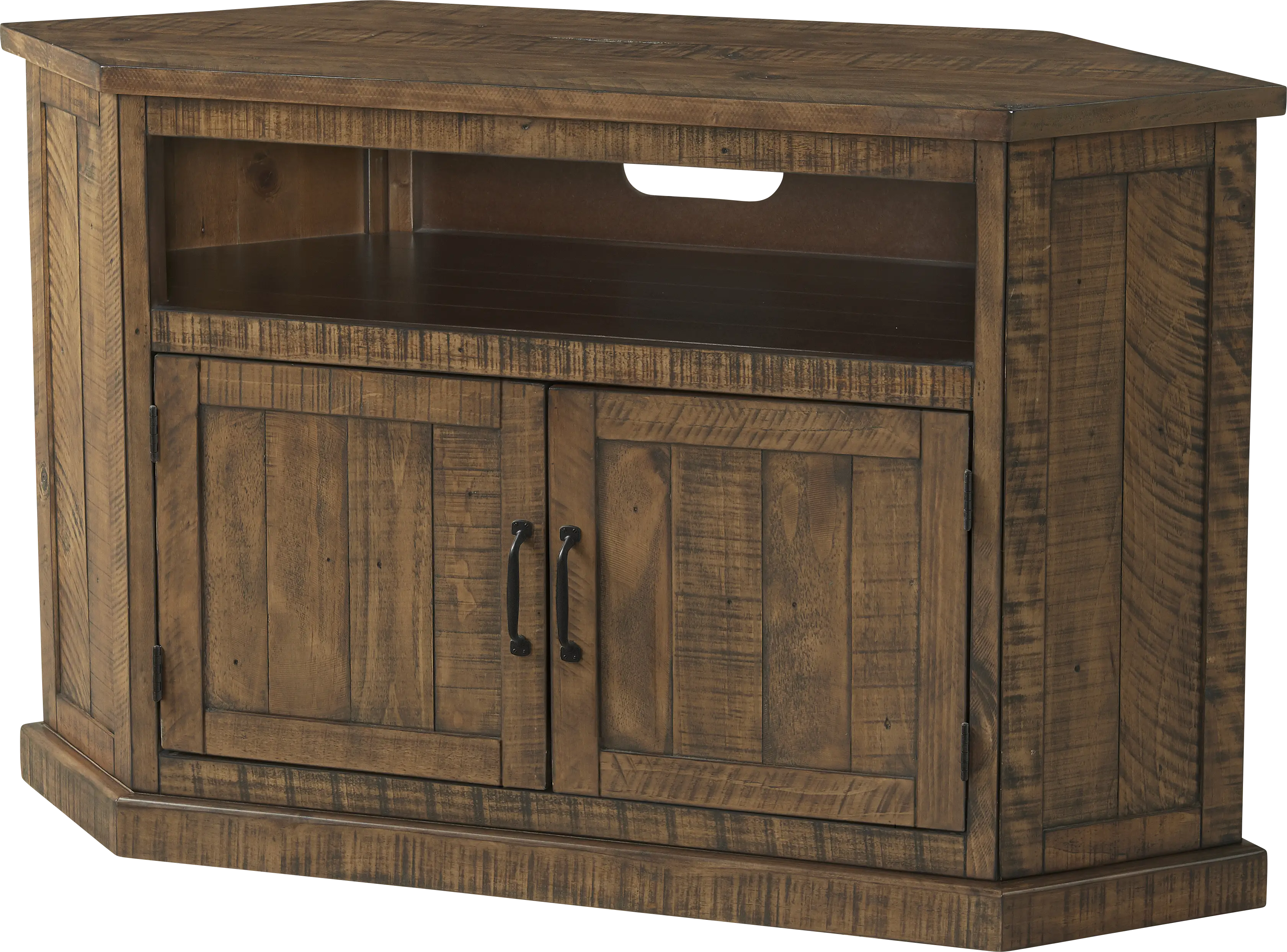 Rustic Path Brown 49.5in Corner Console - Thumbnail - Image 1