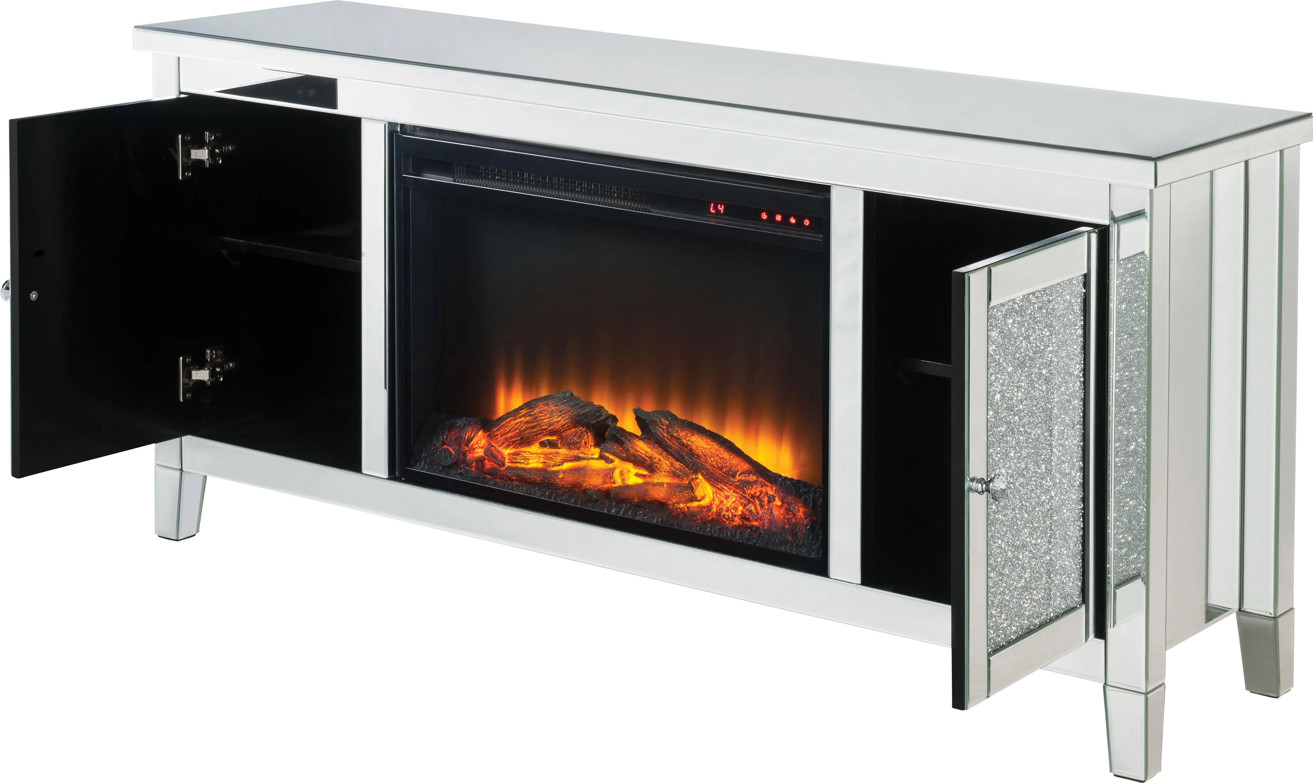 Bartonfield Silver 59 in. Console, With Electric Fireplace - Thumbnail - Image 1