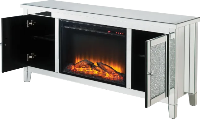 Bartonfield Silver 59 in. Console, With Electric Fireplace