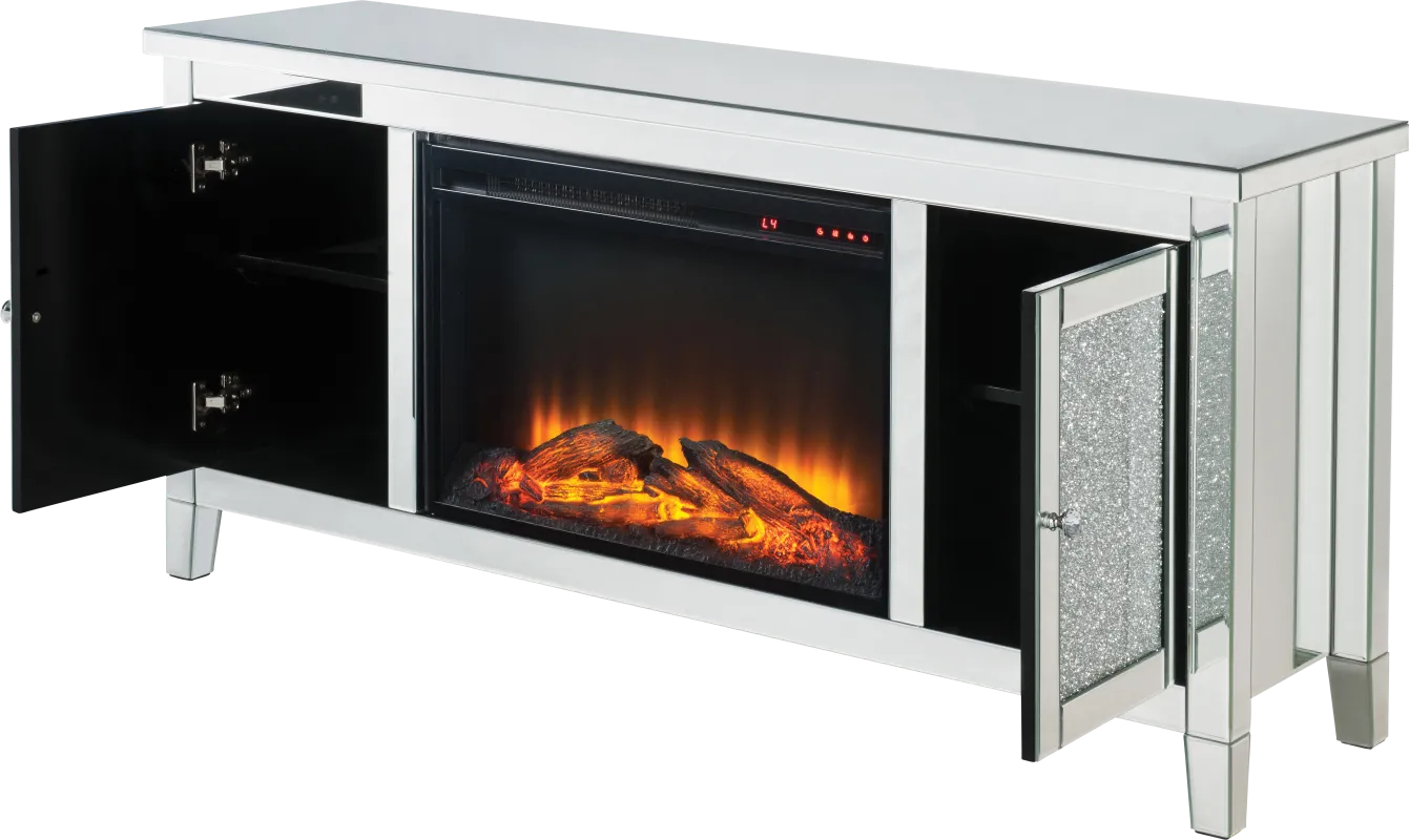 Bartonfield Silver 59 in. Console, With Electric Fireplace