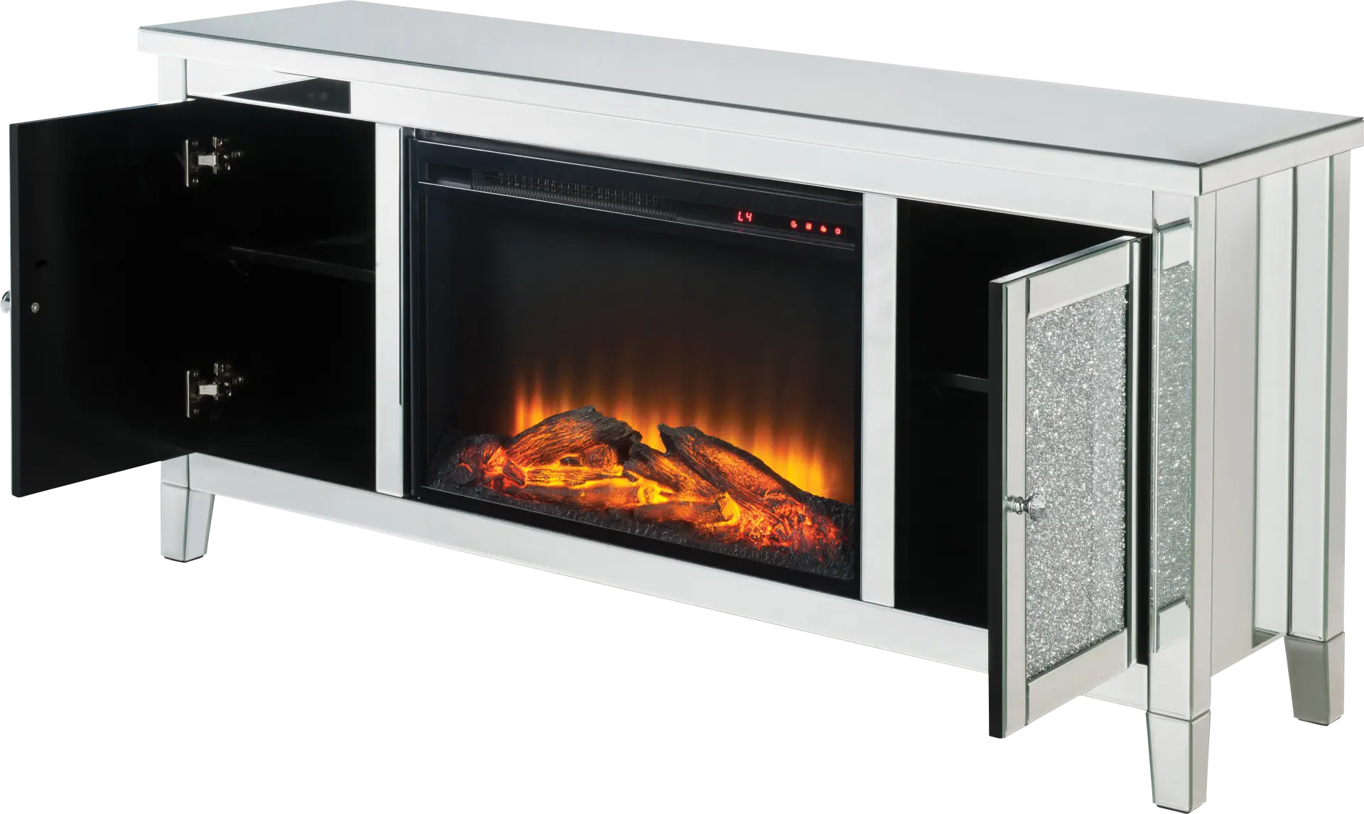 Bartonfield Silver 59 in. Console, With Electric Fireplace