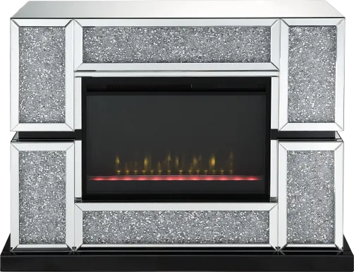 Annella Silver 48 in. Console, With Electric Fireplace