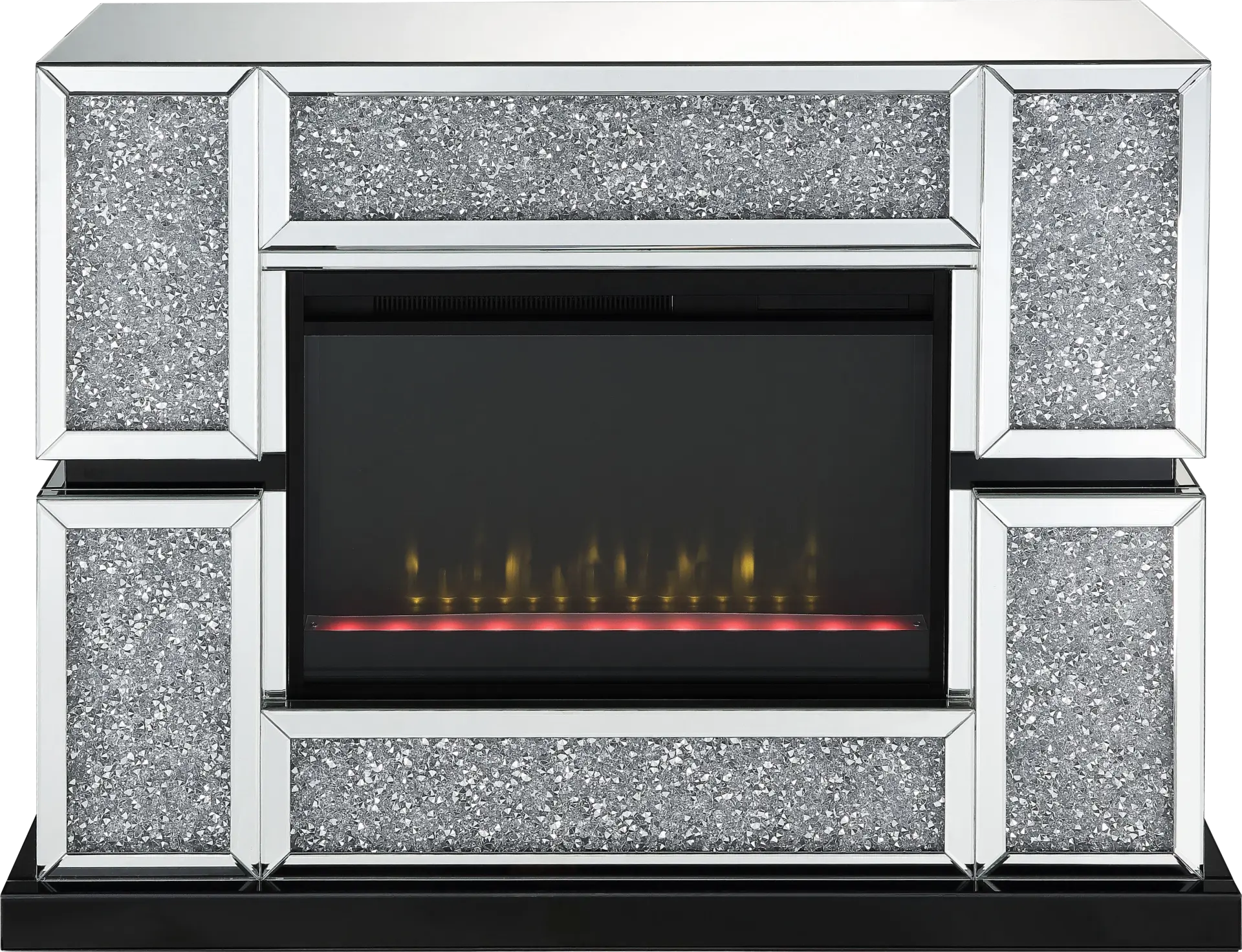 Annella Silver 48 in. Console, With Electric Fireplace