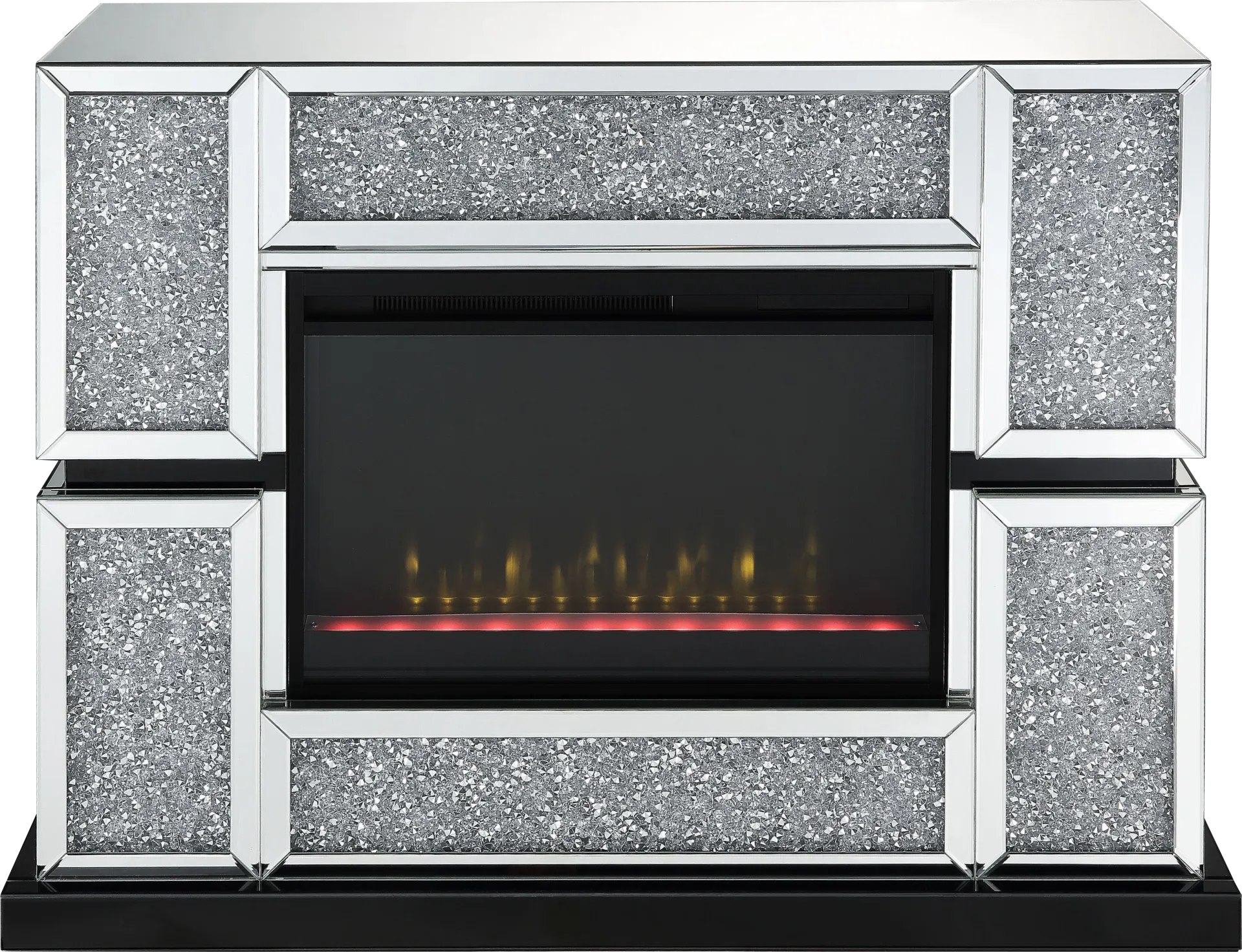 Annella Silver 48 in. Console, With Electric Fireplace - Image 1