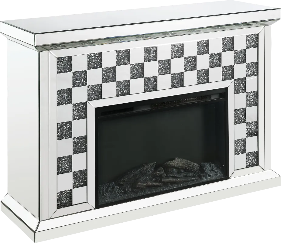 Barnoak Silver 48 in. Console, With Electric Fireplace