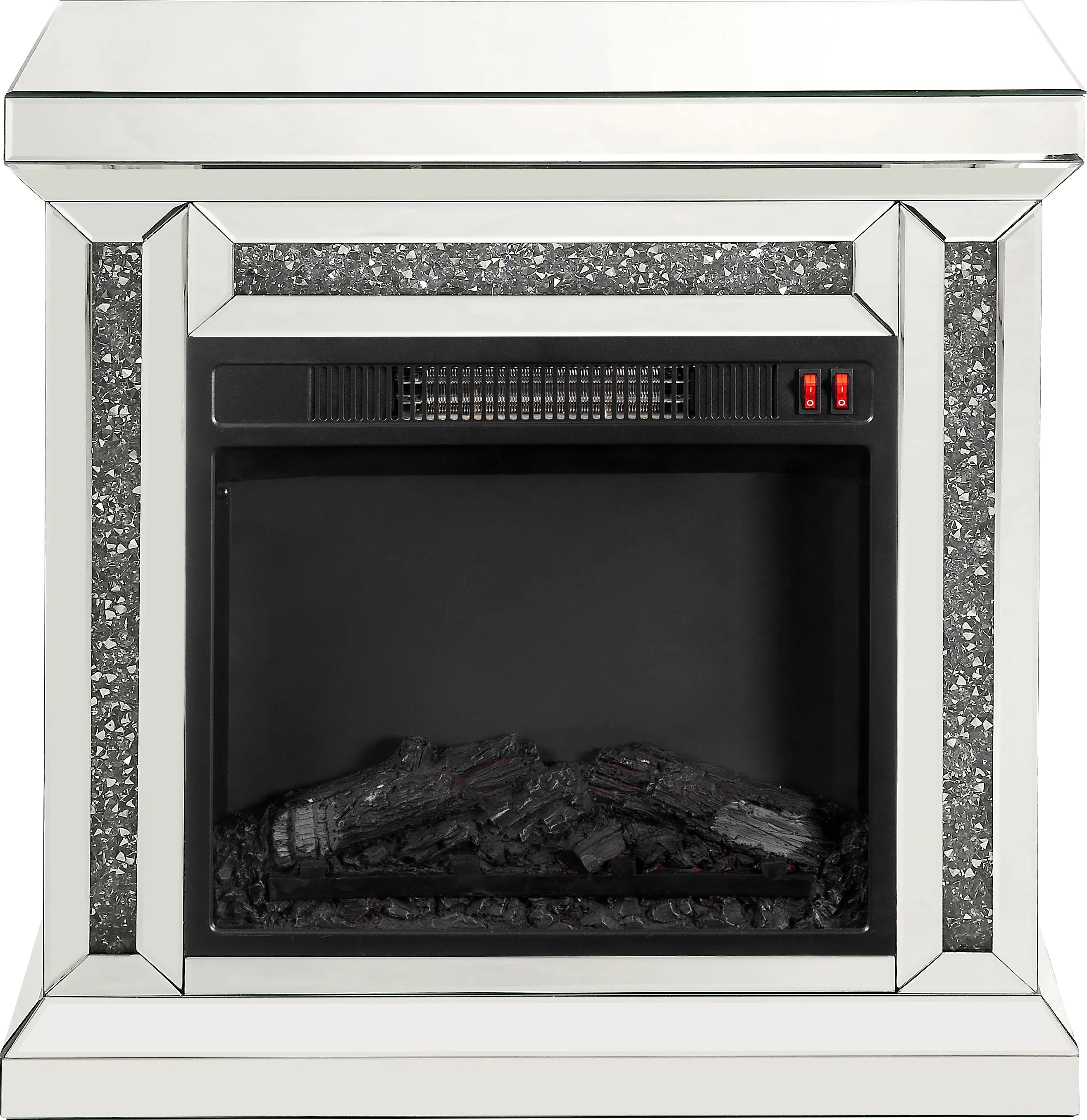 Aspenview Silver 28 in. Console, With Electric Fireplace - Thumbnail - Image 1