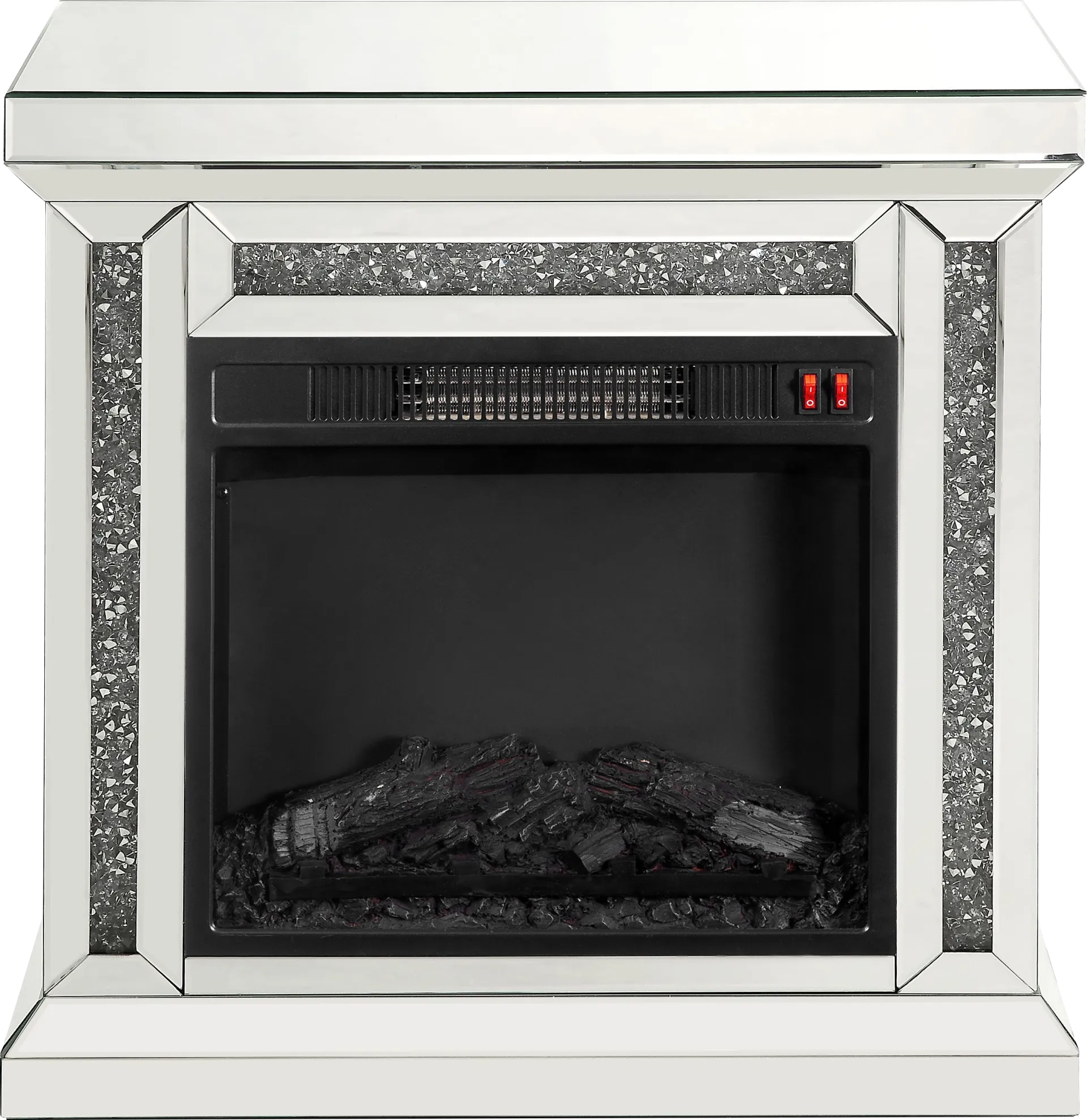 Aspenview Silver 28 in. Console, With Electric Fireplace - Image 1