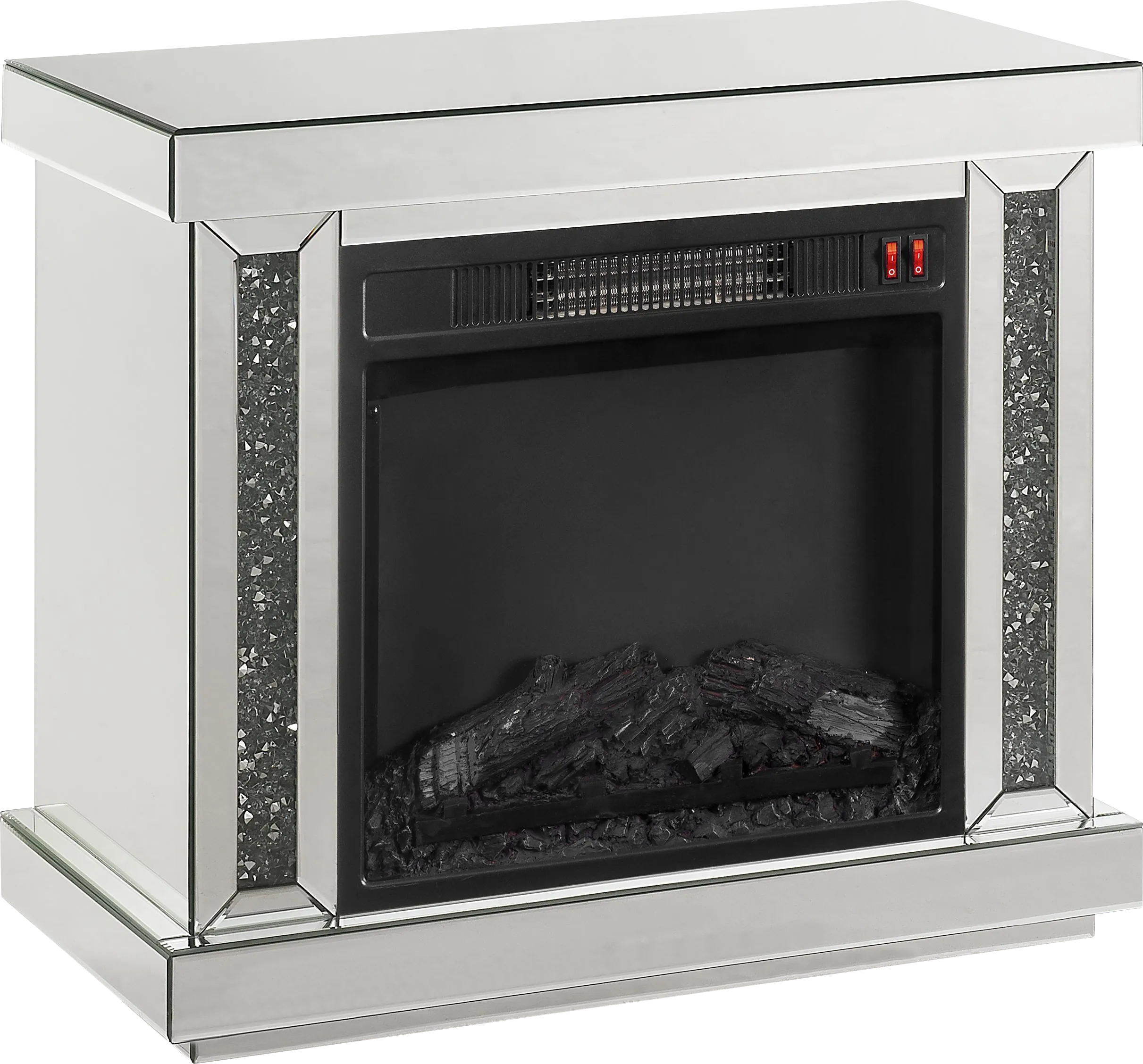 Atterberry Silver 28 in. Console, With Electric Fireplace - Thumbnail - Image 1