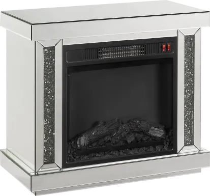 Atterberry Silver 28 in. Console, With Electric Fireplace