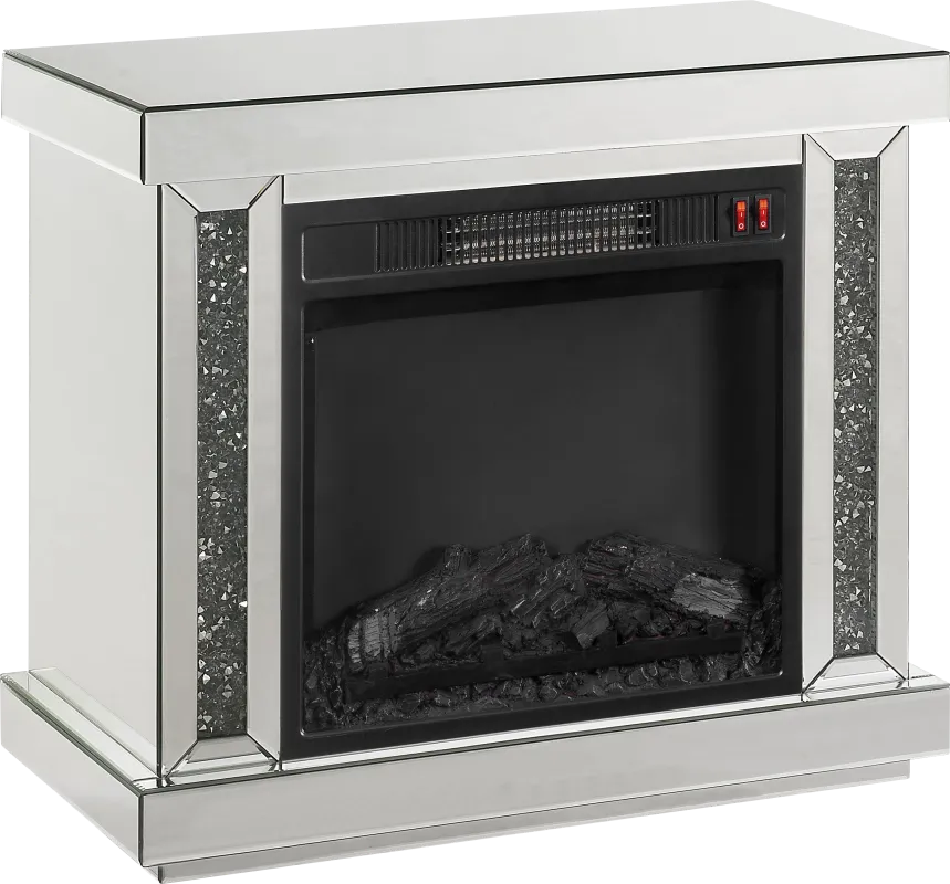 Atterberry Silver 28 in. Console, With Electric Fireplace