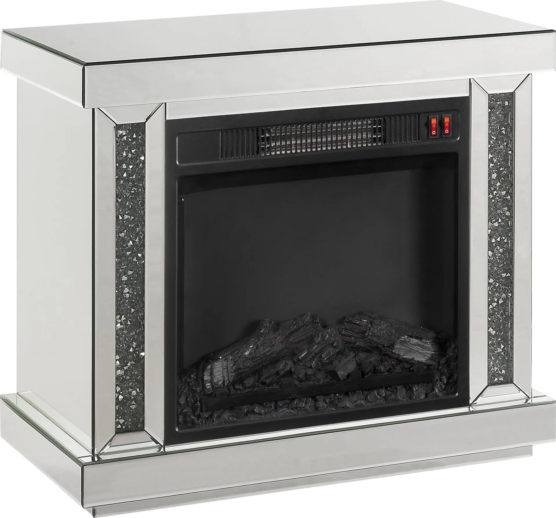 Atterberry Silver 28 in. Console, With Electric Fireplace - Image 1