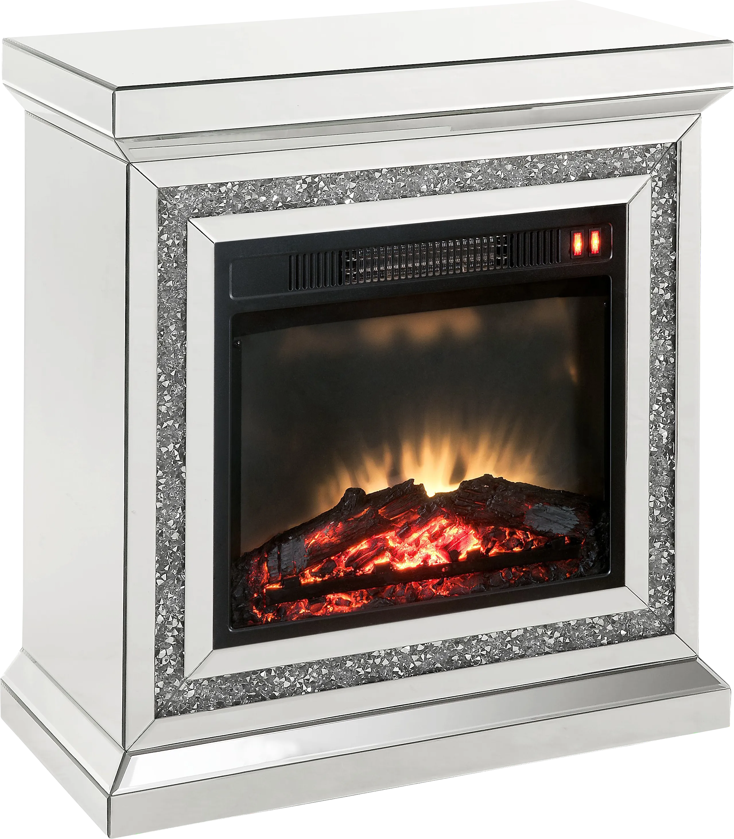 Balaton Silver 28 in. Console, With Electric Fireplace - Thumbnail - Image 1