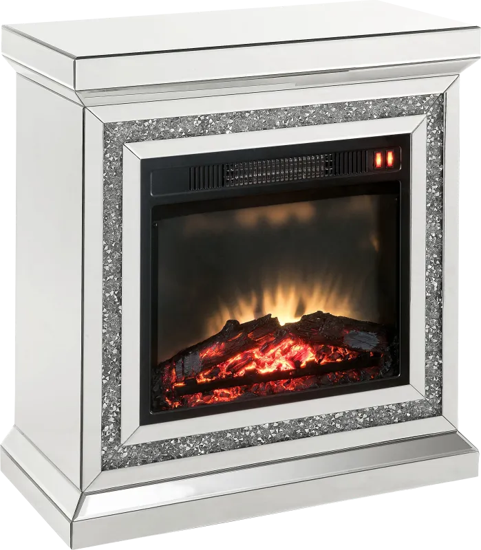 Balaton Silver 28 in. Console, With Electric Fireplace