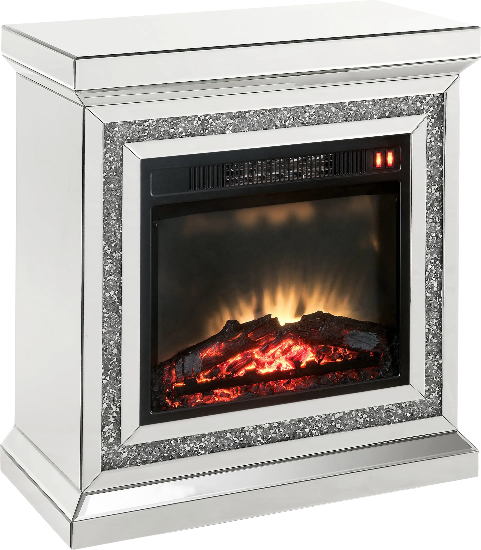 Balaton Silver 28 in. Console, With Electric Fireplace - Image 1