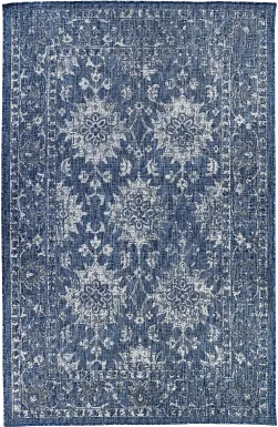 Syros Dark Blue 6'6 x 9'3 Indoor/Outdoor Rug