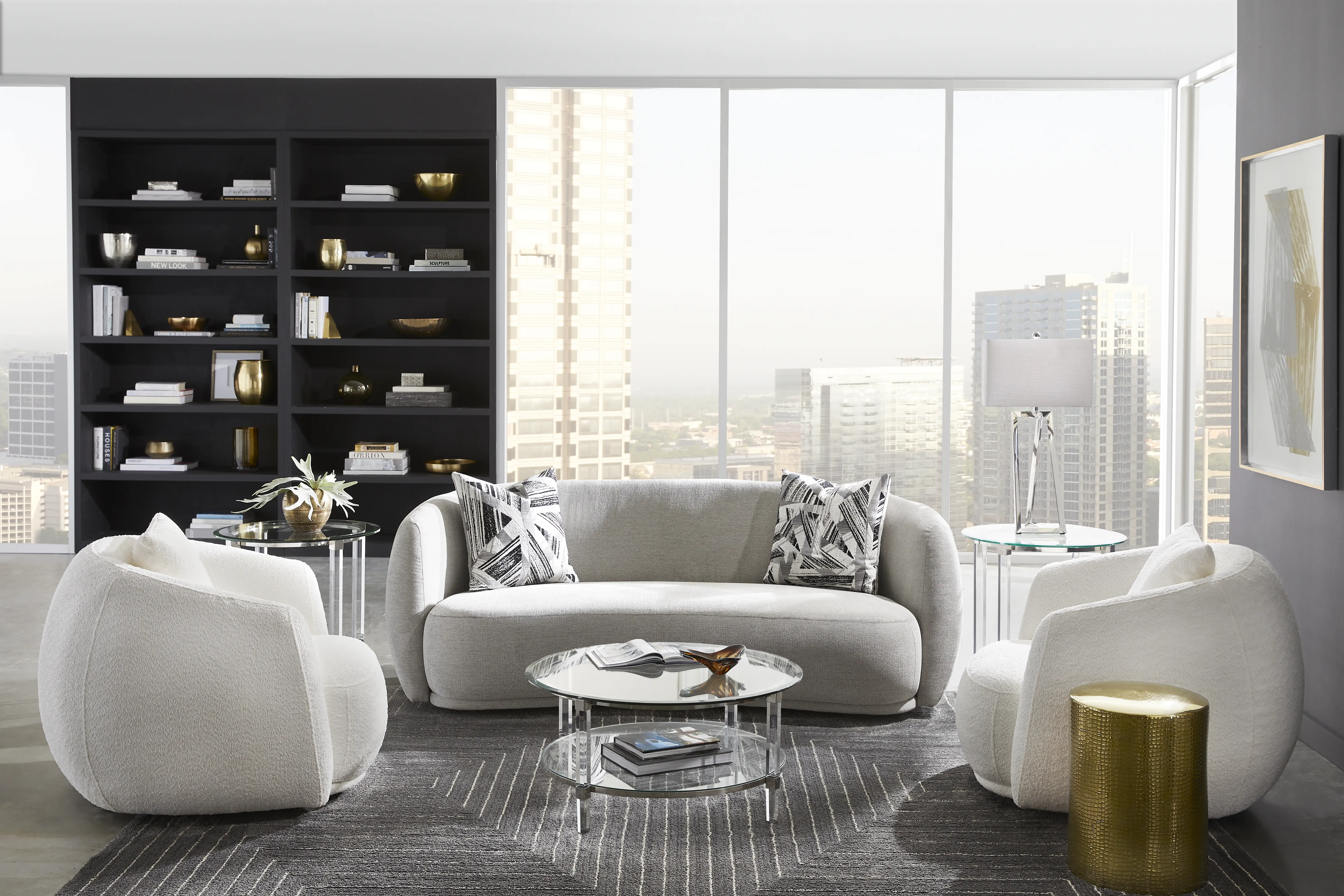 Soho Heights 3 Pc Gray Fabric Living Room Set With Sofa, Cocktail