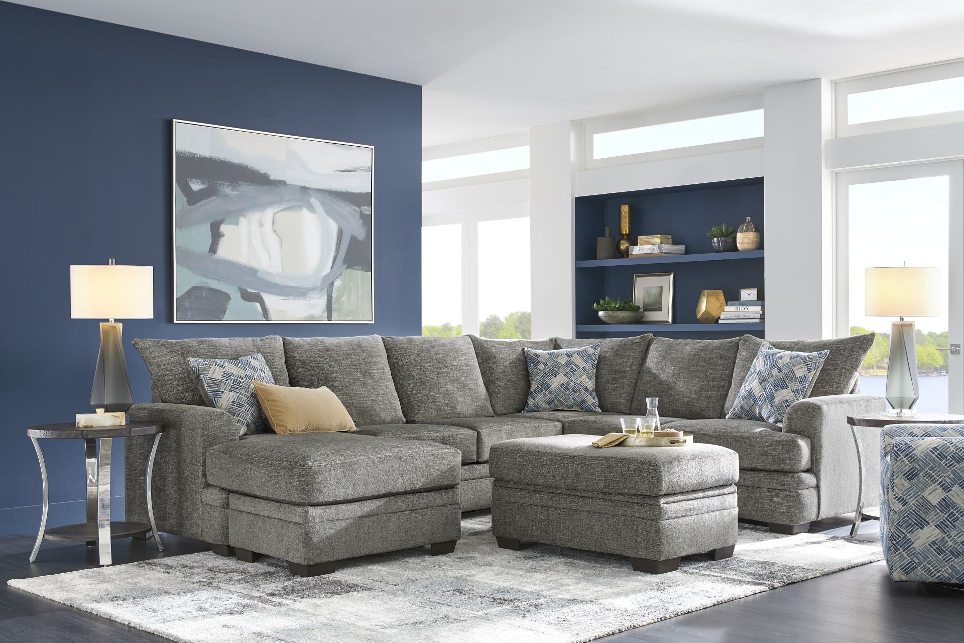 Copley Court Pewter 5 Pc Sectional Living Room - Image 1