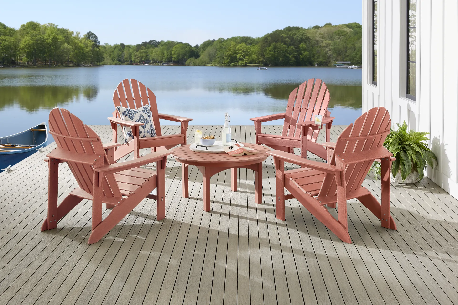 Addy Red 5 Pc Round Outdoor Chat Seating Set - Image 1