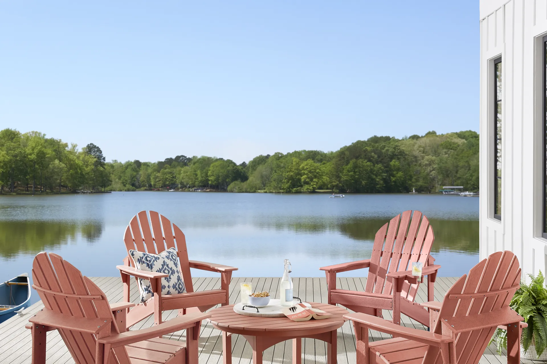 Addy Red 5 Pc Round Outdoor Chat Seating Set - Image 1