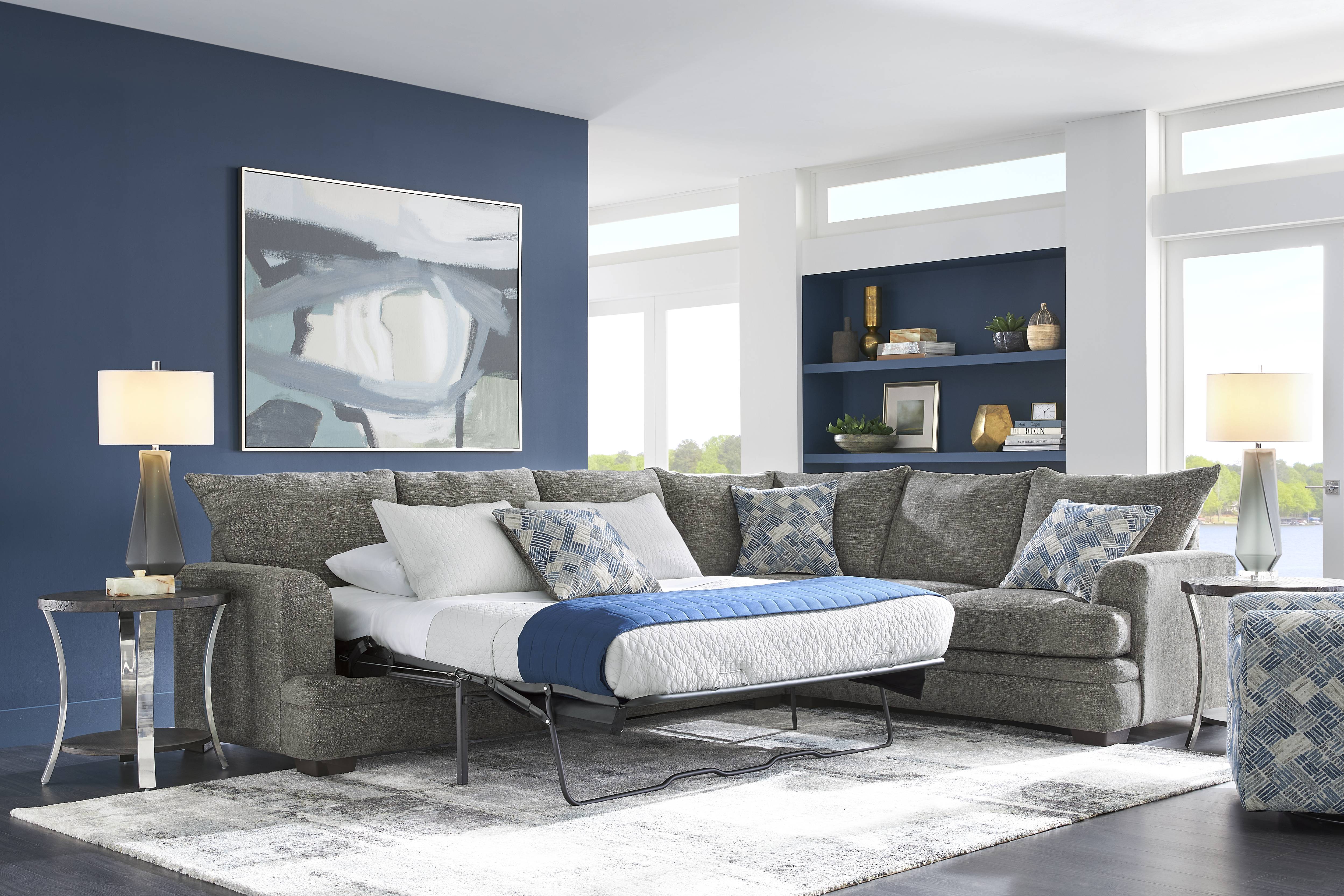 Copley Court Pewter 2 Pc Sleeper Sectional - Thumbnail - Image 2