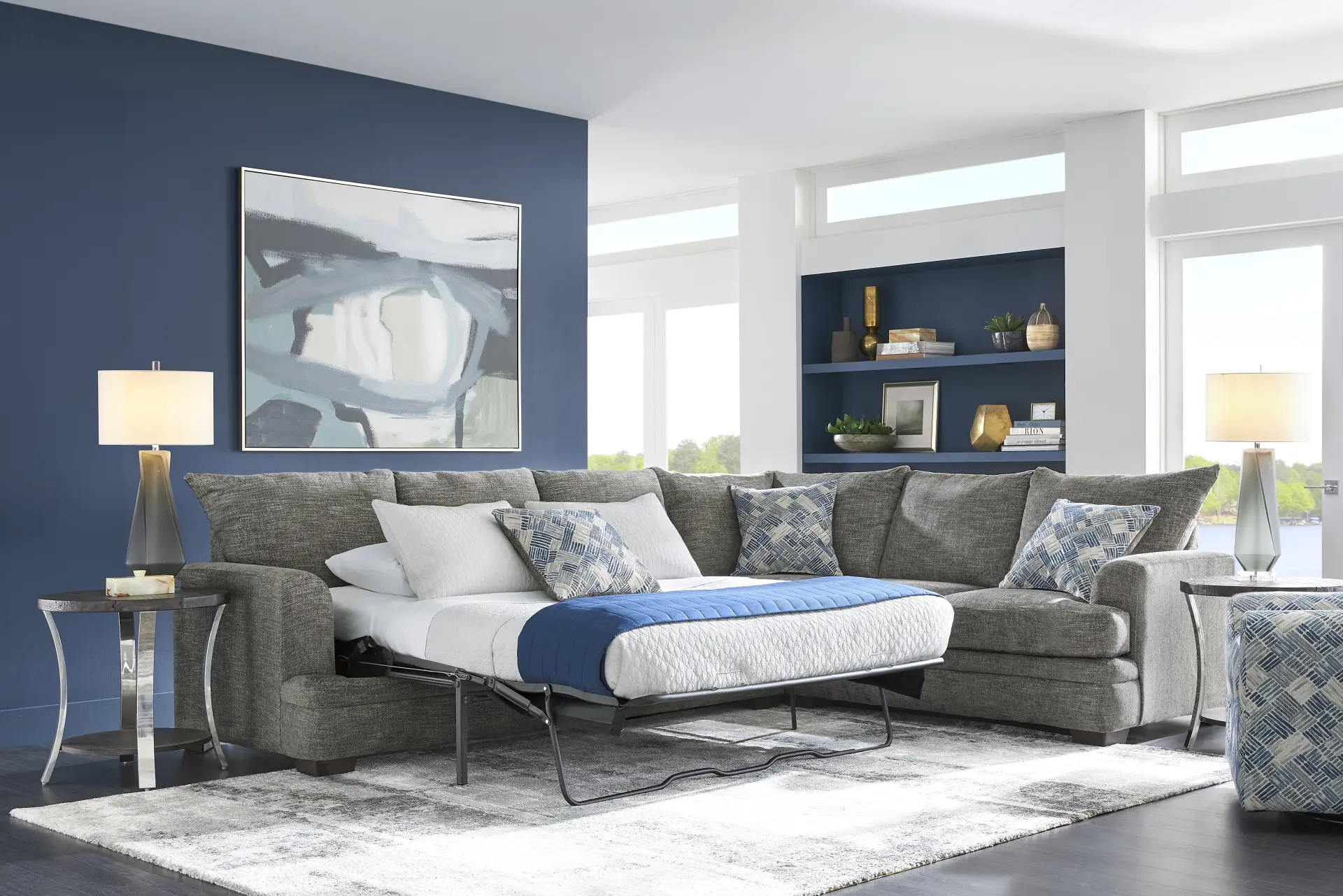 Copley Court Pewter 2 Pc Sleeper Sectional