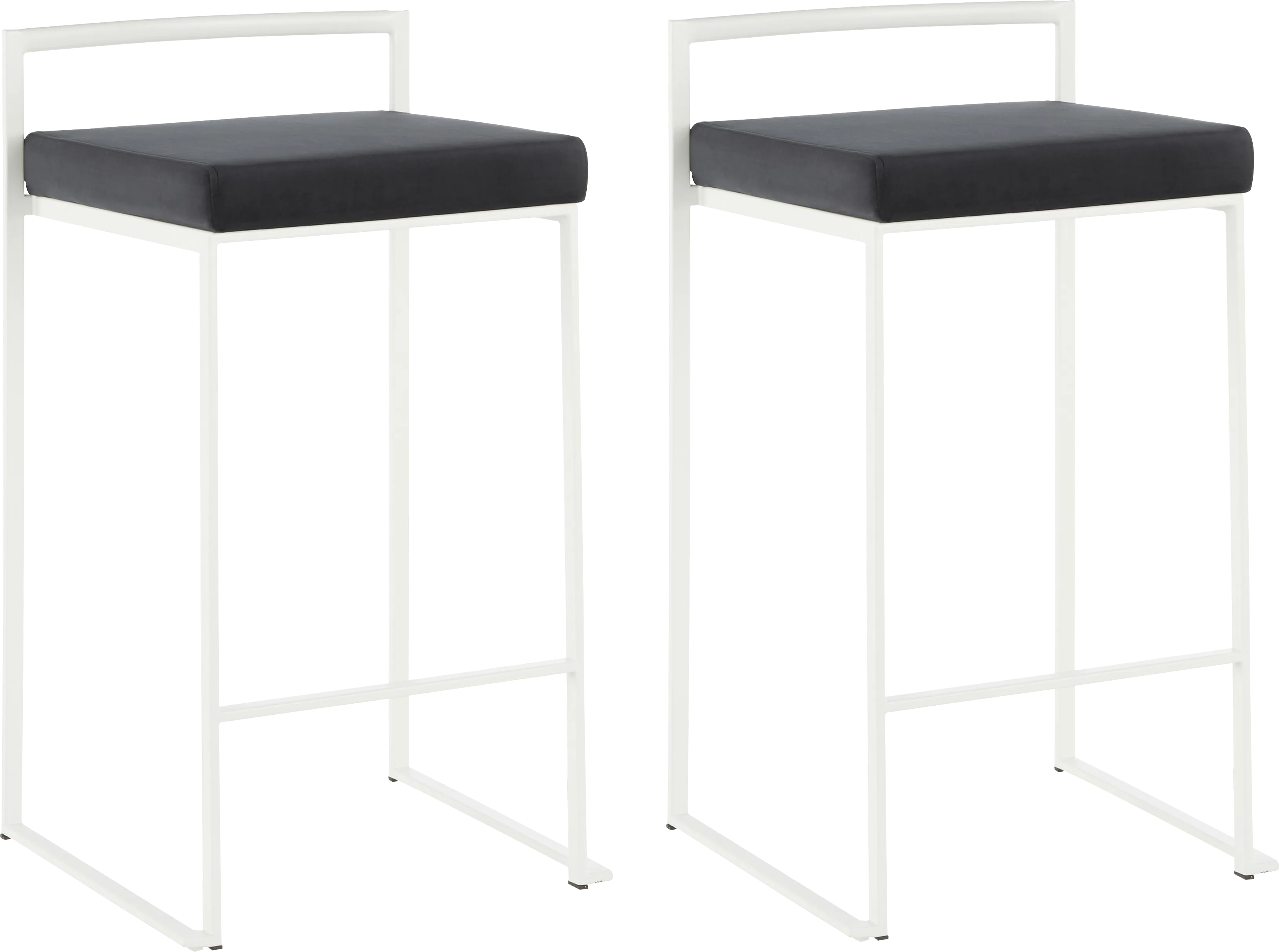 Sora Black Plush White Metal Counter Height Stool, Set of 2 - Thumbnail - Image 1