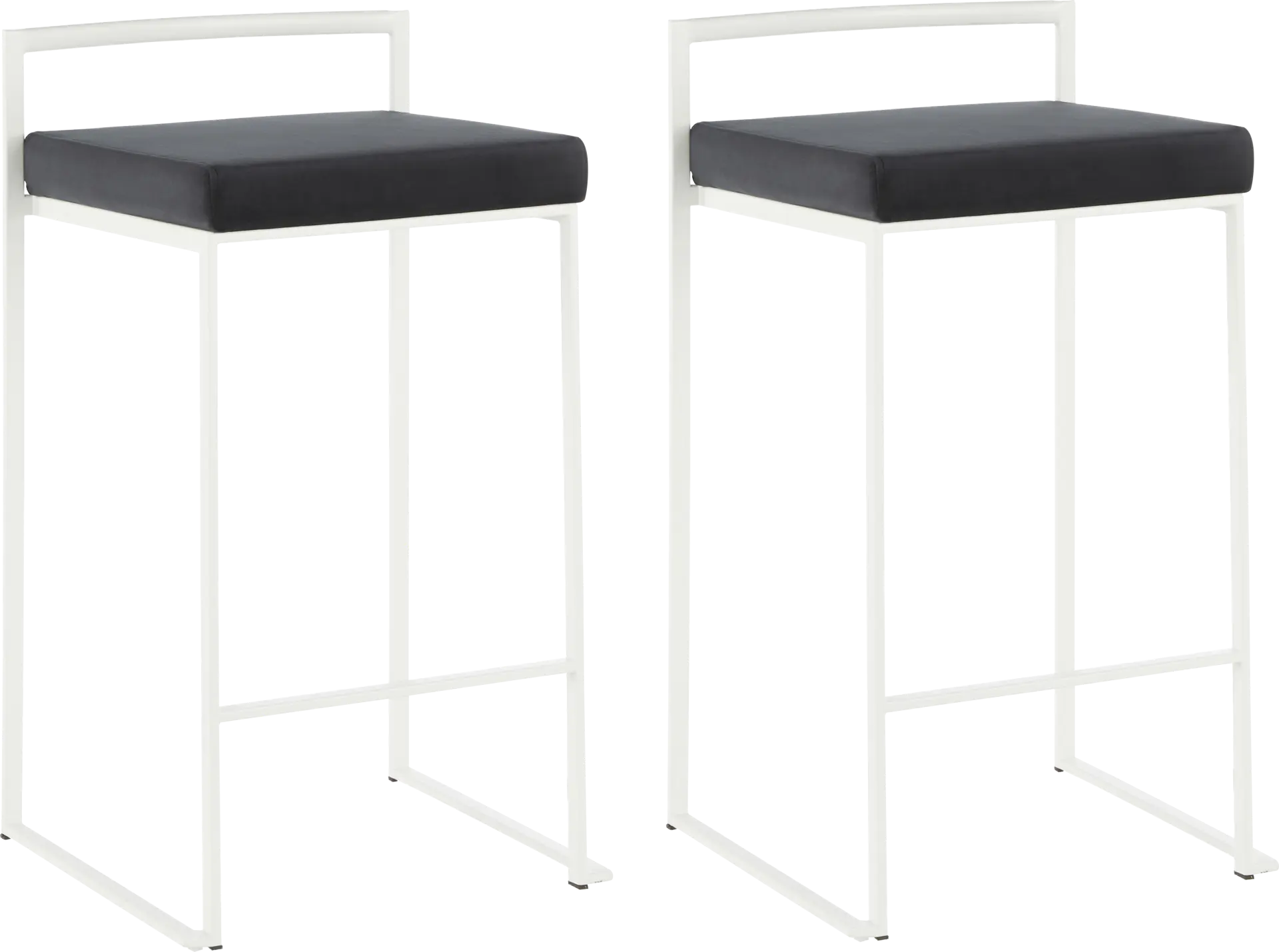 Sora Black Plush White Metal Counter Height Stool, Set of 2