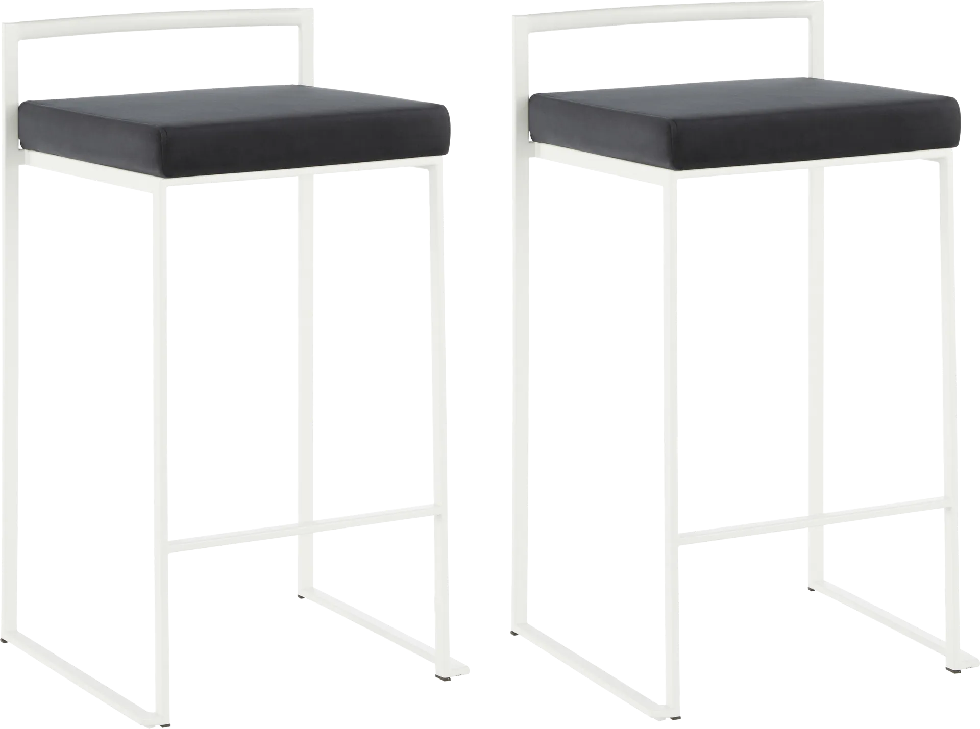 Sora Black Plush White Metal Counter Height Stool, Set of 2 - Image 1