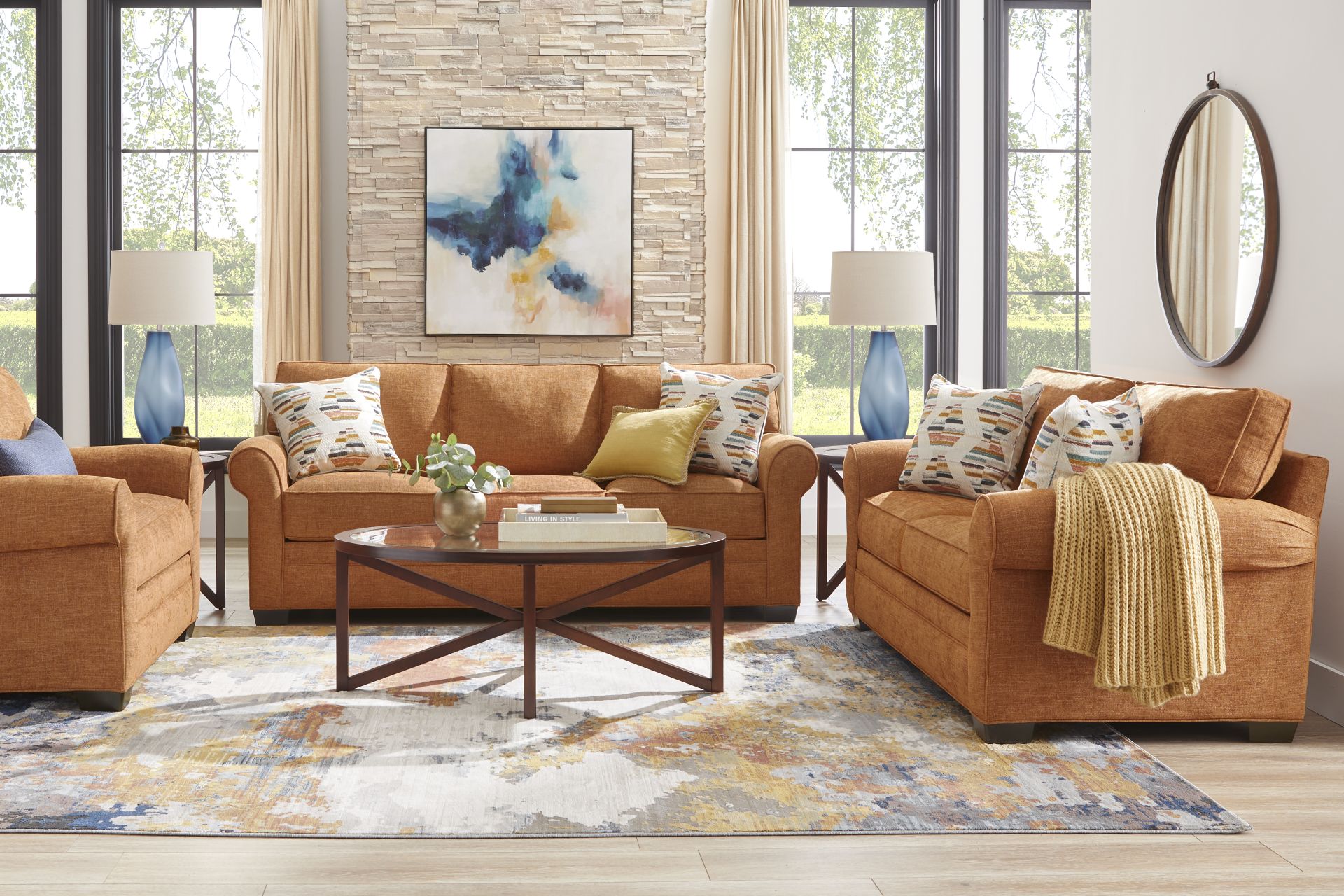 Bellingham Russet Textured Chenille 2 Pc Living Room - Image 1