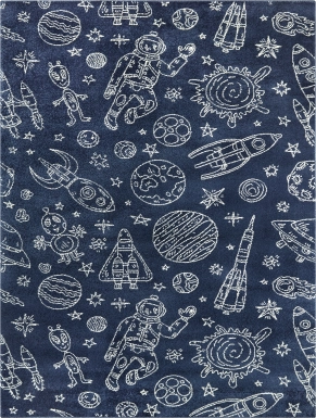 Kids Space Rockets Blue 3'11 x 5'7 Rug