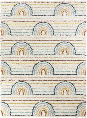 Kids Baby Rainbows White 6'7 x 9' Rug