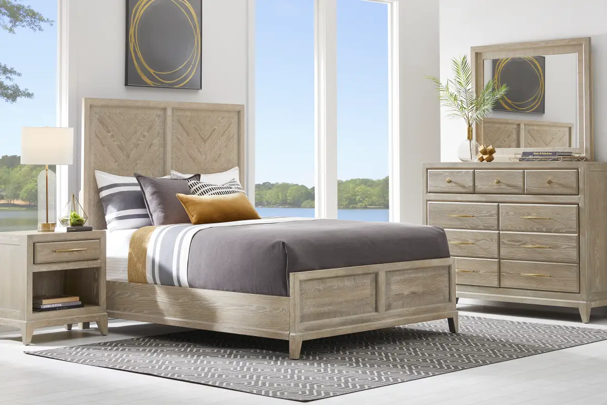 Kailey Park Light Oak Finish 7 Pc King Panel Bedroom