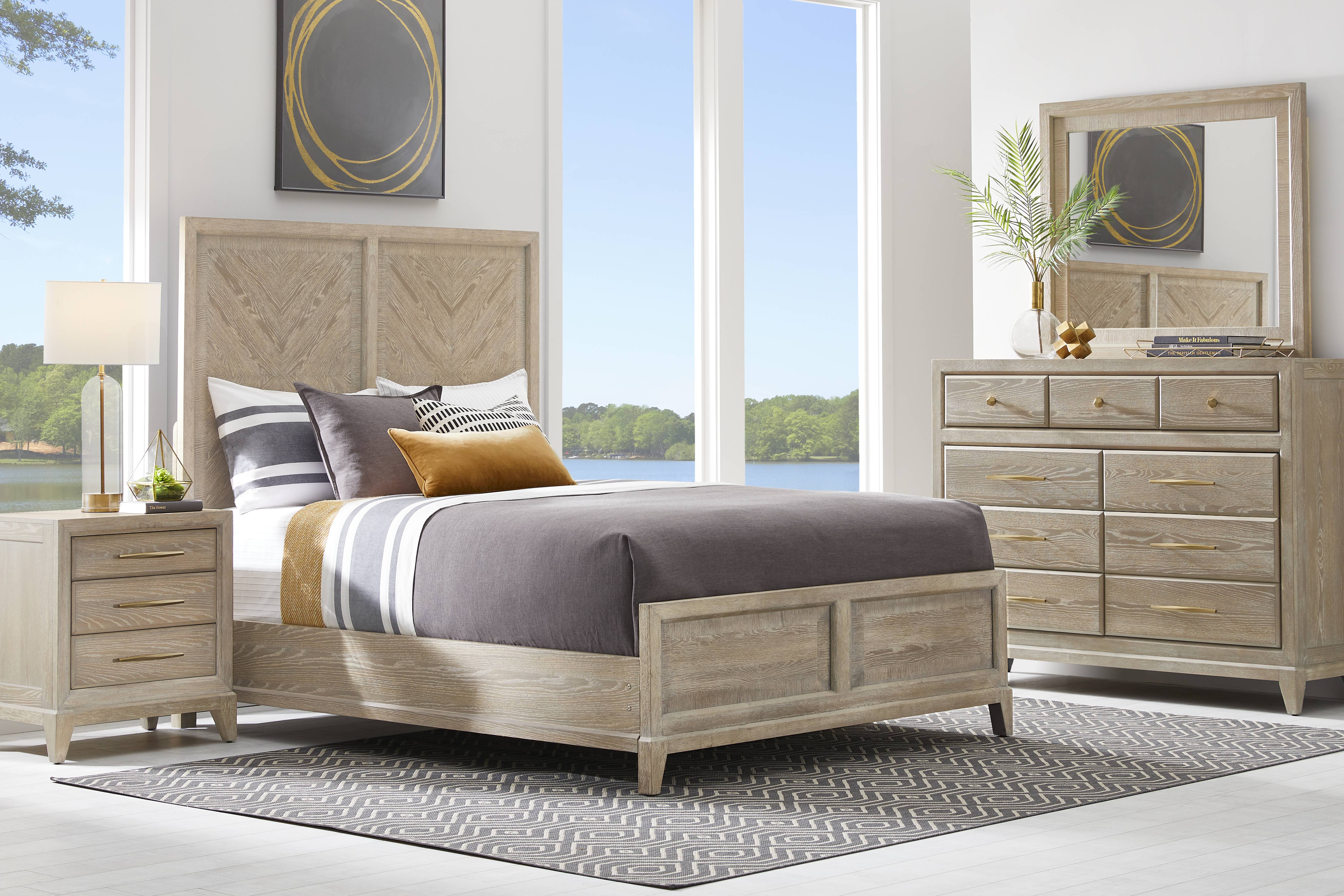 Kailey Park Light Oak Finish 5 Pc Queen Panel Bedroom - Thumbnail - Image 1