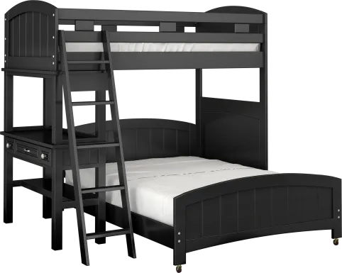 Kids Cottage Colors Black Twin/Full Loft Bed with Desk