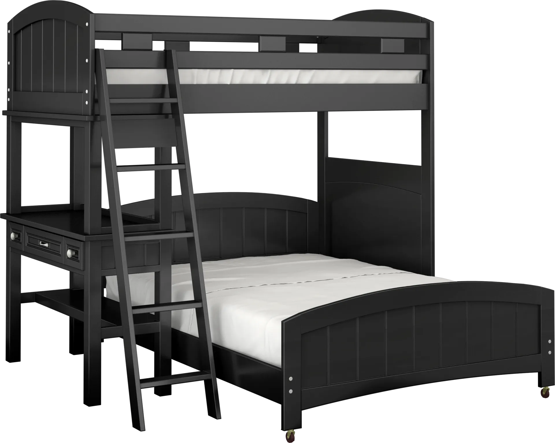 Kids Cottage Colors Black Twin/Full Loft Bed with Desk - Image 1