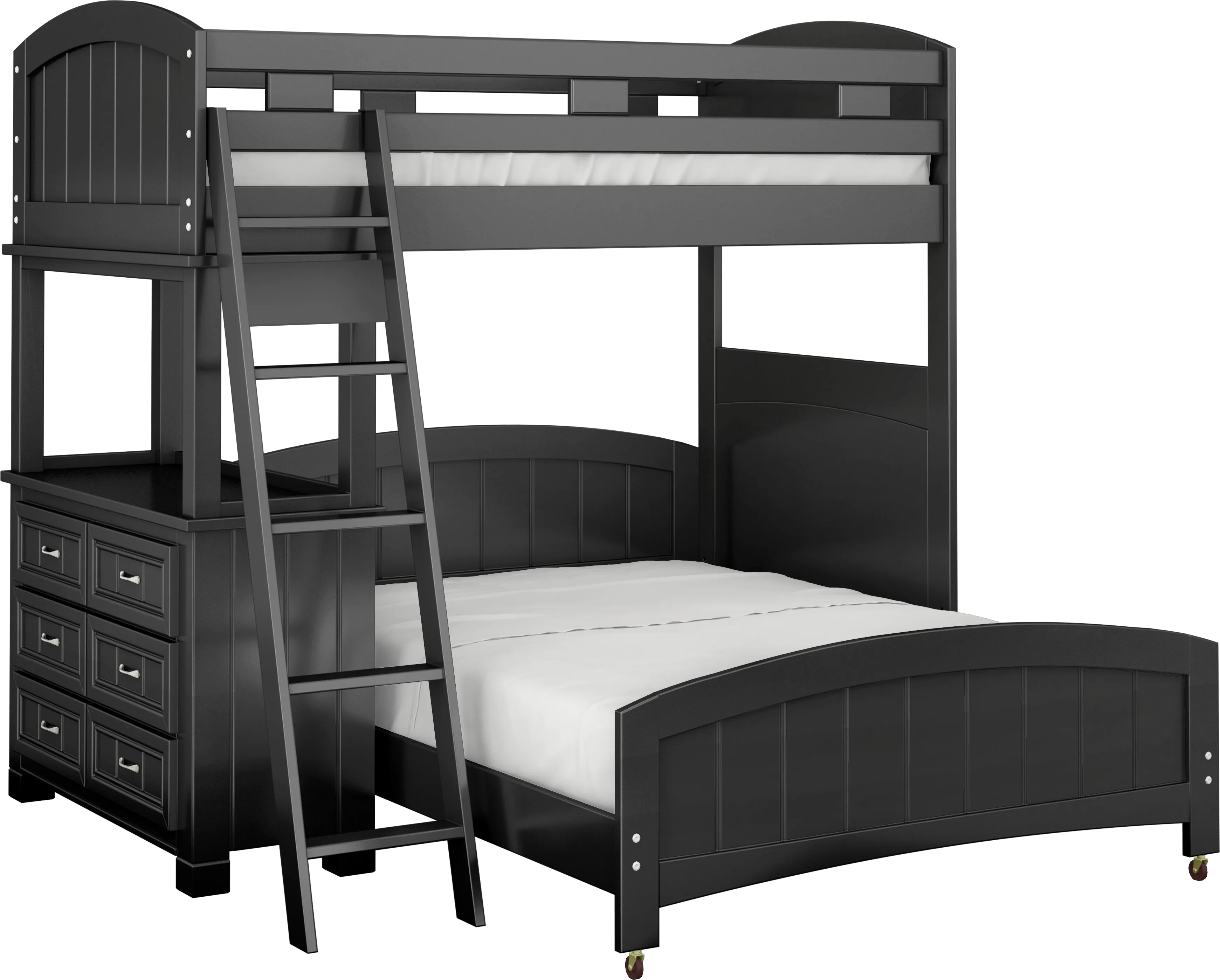 Kids Cottage Colors Black Twin/Full Loft Bunk Bed with Dresser - Thumbnail - Image 1