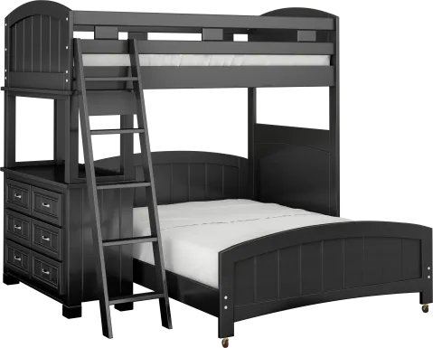 Kids Cottage Colors Black Twin/Full Loft Bunk Bed with Dresser